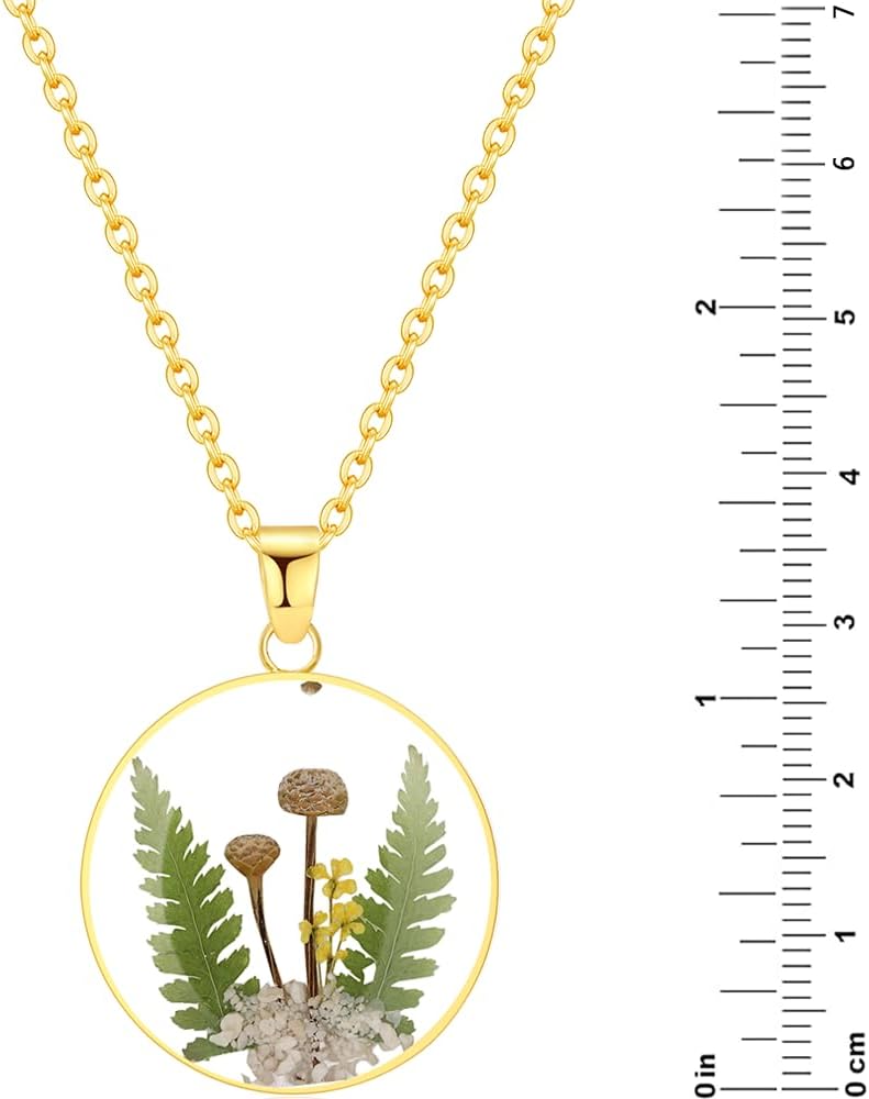 AUNTESIGN Store Forget-Me-Not and Queen Anne's Lace Pressed Wildflower Necklace | Birth Month Real Flower Necklace | Gold/Silver Pressed Flower Jewelry | Personalized Handmade Jewelry - Image 3